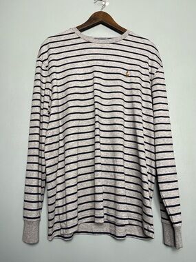 Polo Ralph Lauren NWT Striped Long-Sleeve Classic Fit Shirt Gray Navy Size L